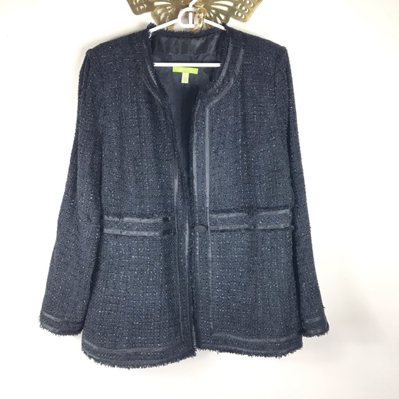 Sigrid Olsen Black Tweed Jacket size: 14 - Picture 1 of 5